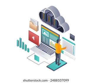 Cloud Server Data Maintenance flat illustration