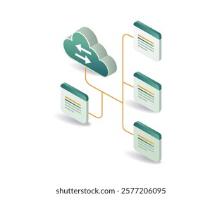 Cloud server data technology concept illustration