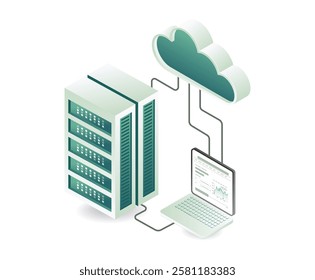 Cloud server data technology concept illustration