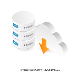 Cloud server database in isometric flat illustration