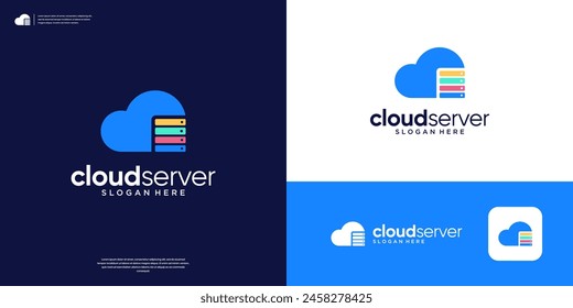 Cloud server database logo icon app. Colorful tech computing storage logo design.