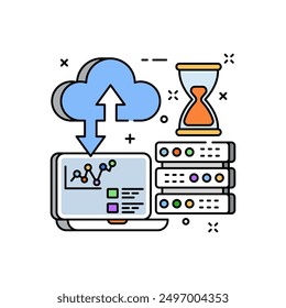 Cloud Server Filled Color Icon, Vector illustration