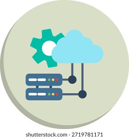 Icono de estilo de círculo plano de servidor en la nube