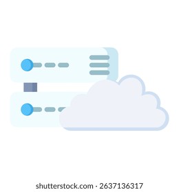 Cloud server flat color icon. Simple vector icon design in flat color style. Editable vector format