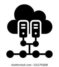 Cloud server glyph icon concept 