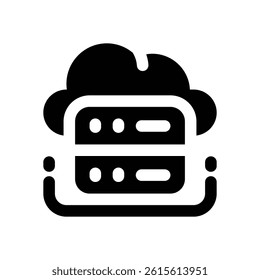 cloud server glyph icon. Strong and solid vector icon for websites, mobile interfaces, presentations, and visual branding. High quality and easy to edit.