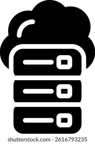 Cloud Server Glyph Vector Icon Design