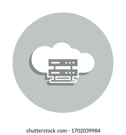 Cloud, Server, Cloud-Hosting-Badge-Symbol. Einfache Bildyph, flache Vektorillustration von Business-Icons für i und ux, Website oder mobile Applikationen