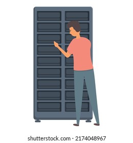 Cloud server icon cartoon vector. Datacenter room. Repair data