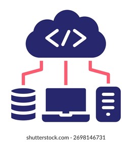 Cloud Server-Symbol - Vektorgrafik mit Farbfüllungsstil