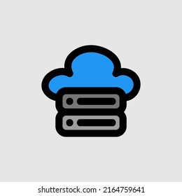 Cloud server icon in filled line style about essentials, use for website mobile app presentation