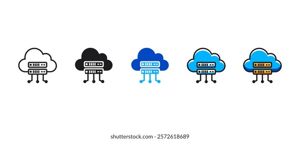 Cloud server icon in flat style representing data storage, web hosting, and cloud computing. Perfect for technology, network, internet, and online server infrastructure concepts.