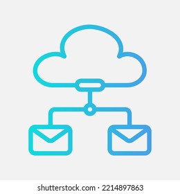 Cloud server icon in gradient style about email, use for website mobile app presentation