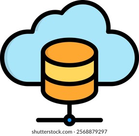 Cloud Server Icon Lineal Color Vector Illustration