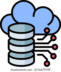 Cloud Server Icon Lineal Color Vector Illustration