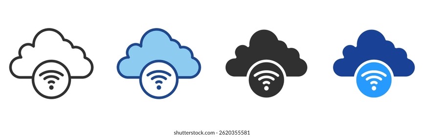 Cloud Server Icon Multiple Style Vector Collection