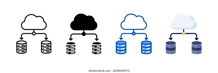 Cloud server icon set bundle. Multi style icon collection perfect for websites, apps, and presentations. Simple vector icon collection