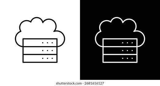 Cloud server icon thin line symbol on white background. Editable stroke vector illustration