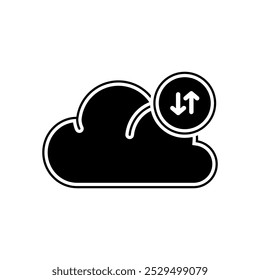 cloud server icon with upload and download sign. flat line icon vector illustration.