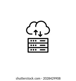 Cloud server icon. Virtual data storage technology. Synchronization information interchange. Pixel perfect, editable stroke