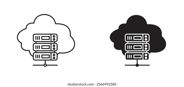 Cloud server icons in outline and fill. vector illustration for ui.