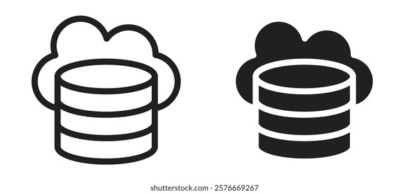 Cloud server icons in outline and stroke versions