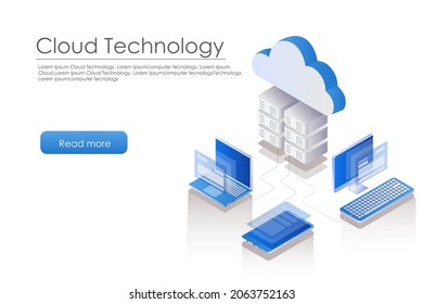cloud server laptop in isometric illustration