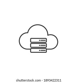 Cloud with server line icon, outline vector sign, linear style pictogram isolated on white. Cloud server symbol, logo illustration. Editable stroke