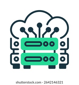 Cloud Server Line Icon, Outline Symbol for Virtual Hosting, Online Data Storage, Internet Infrastructure, and Scalable Cloud Computing Services. Vector Sign Icon.