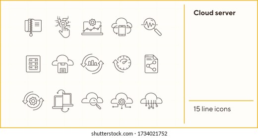 Cloud server line icon set. Database, network, software. Information storage concept. Can be used for topics like technology, computer, data