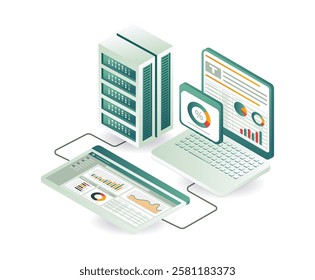 Cloud server management technology business concept illustration