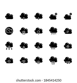 cloud, server, network, database, weather and storage icon set design. perfect for logo, presentation, book, application, background and more product. icon set design solid style