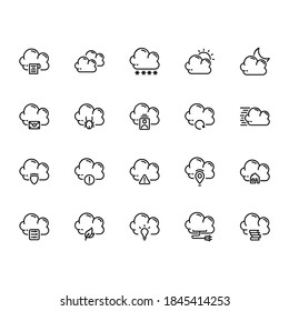 cloud, server, network, database, weather and storage icon set design. perfect for logo, presentation, book, application, background and more product. icon set design line style