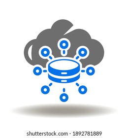 Cloud server network icon vector. Cloud computing networking internet database logo.