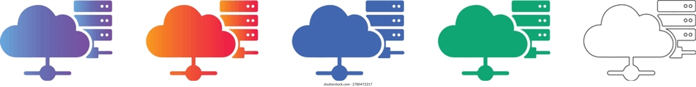 Cloud Server Networking Icon Set vol 3676
