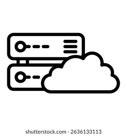 Cloud server outline icon. Simple vector icon design in outline style. Editable vector format
