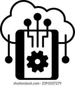 cloud server predictive capabilities concept, perform tasks autonomously vector icon design, predictive modeling or adaptive control symbol, artificial intelligence sign neural circuit illustration
