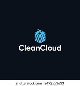 Cloud server rack logo design concept