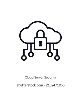 Cloud Server Security icon. Outline style icon design isolated on white background