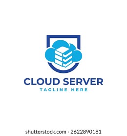 Cloud server security logo design for web technology server business information tech concept 