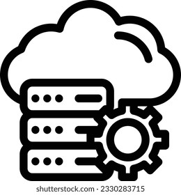 cloud server cloud setting computing data base line icons