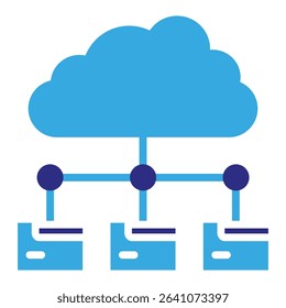 Cloud server solid dual color icon. Simple vector icon design in solid color style. Editable vector format
