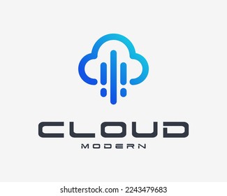 Cloud-Server-Speicherdatenbank Virtual Solution Innovation Technology Digital Icon Vectorlogo Design