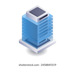 Cloud server technology flat isometric illustration