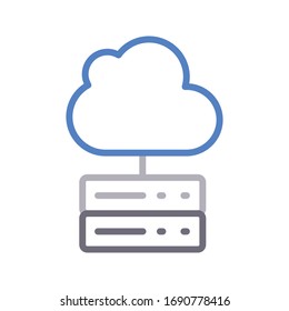 cloud server vector color line icon 