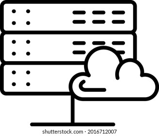 Cloud Server Vector Line Icon Design
