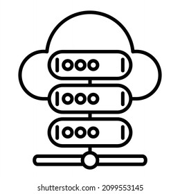 Cloud Server Vector Outline Icon Isolated On White Background
