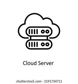 Cloud Server vector Outline Icon Design illustration on White background. EPS 10 File
