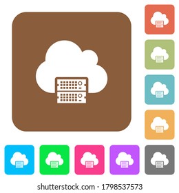 Cloud servers flat icons on rounded square vivid color backgrounds.