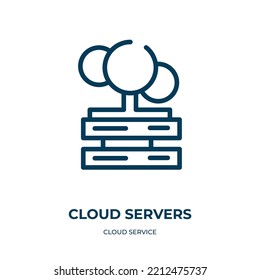 Cloud servers icon. Linear vector illustration from cloud service collection. Outline cloud servers icon vector. Thin line symbol for use on web and mobile apps, logo, print media.